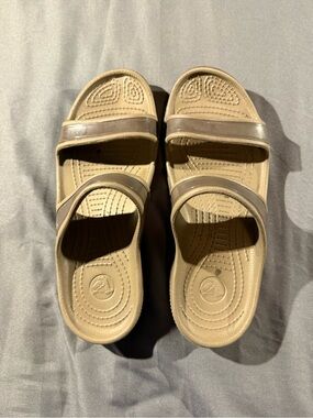 Crocs Patra II Double Strap Sandals Womens 8 Slide | Slip On Comfort Flats Brown